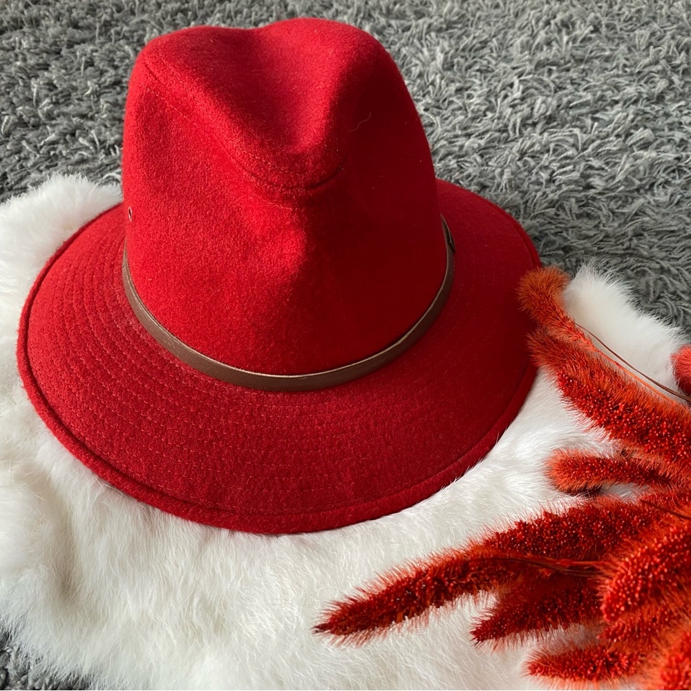 Eddie Bauer Wool Bold Red Fedora Hat